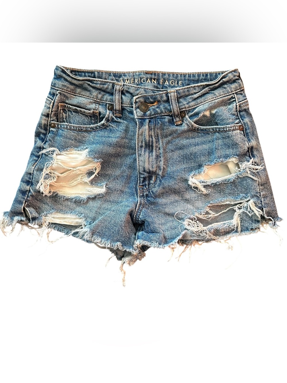 American Eagle Outfitters Women’s 2 Light Wash Distressed Strigid Shorts